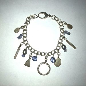 Charm Bracelet Sterling Silver and Amethyst Unique one-of-a-kind Handmade